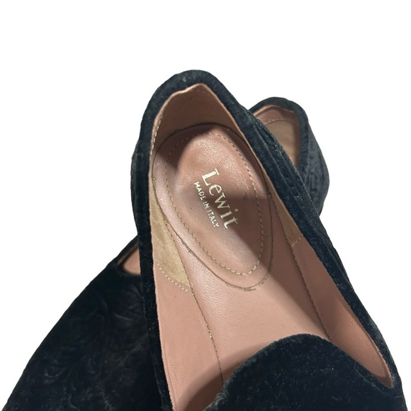 Lewit Loafers | black velvet embossed flat shoes | size 37 Italian made in Italy - Picture 6 of 13